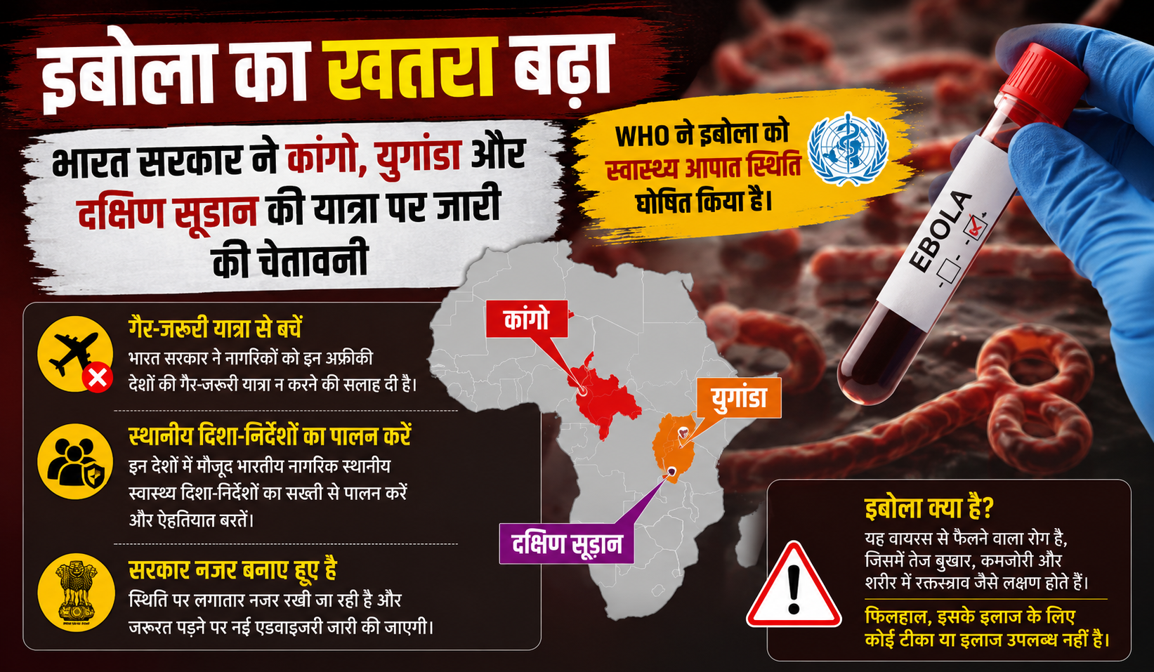WHO के Ebola emergency ऐलान के बाद भारत सतर्क, एडवाइजरी जारी
