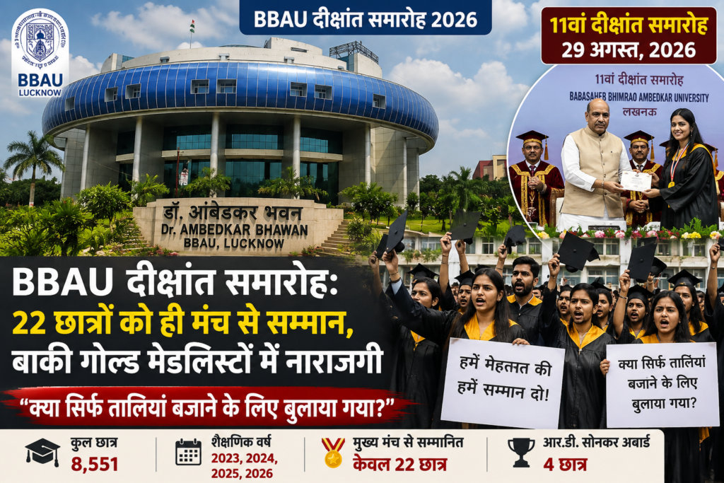 BBAU दीक्षांत समारोह में गोल्ड मेडलिस्टों की नाराजगी, 22 छात्रों को ही मंच से सम्मान..?